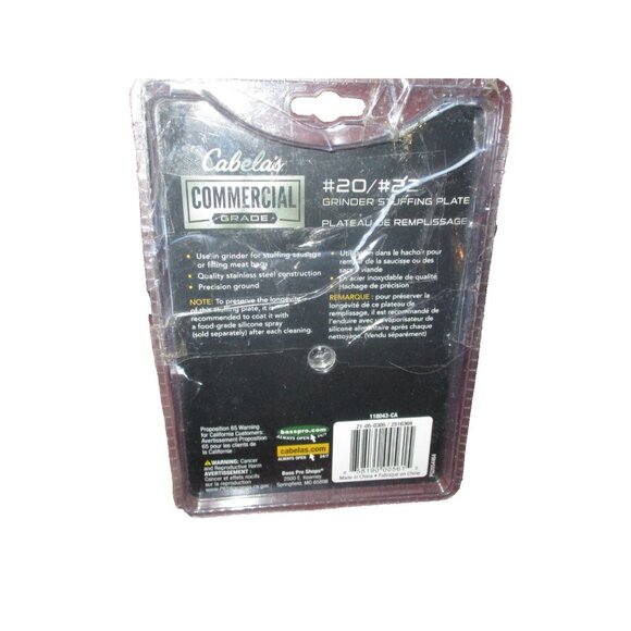 Cabelas Commercial-grade Quality  #20/#22 Grinder Stuffing Plate - Picture 2 of 2